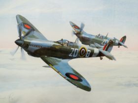 Ltd Edition Spitfire Print (239/500) Signed by Artist 1997. 'Ace High' Framed and mounted under glas