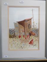 Watercolour by Richard E Ford 'Ye Olde Potting Shed. Framed and mounted under glass which measures