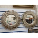 Two lovely retro style 'Sunburst Mirrors'  Each in good condition and measure 19 inches in diameter.