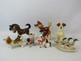 Selection of vintage animal figurines, Beswick, Kelsbro, Disney (Bambi has had a repair see pics)