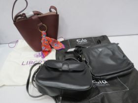 3 unused ladies designer handbags by Liberty of London and Tula.