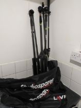 Selection of Studio equipment, tripods etc,  all bagged.  Sold as seen See photos.  S2