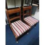 Pair of Beautifully made Parlour chairs decorated with inlaid satinwood stringing.  Regancy stripe u