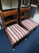 Pair of Beautifully made Parlour chairs decorated with inlaid satinwood stringing. Regancy stripe u