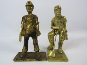 2 Heavy brass Miner figures the tallest stands 8".