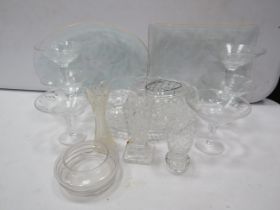 Mixed lot of Crystal glass and two chance glass plates.