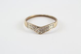 9ct Gold Vintage Double Row Diamond Set Wishbone Ring (1.3g) 2030922