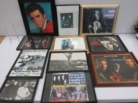 Assorted framed Rock & Pop retlated prints. See photos.