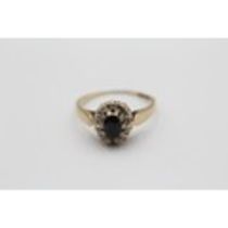 9ct Gold Sapphire & Diamond Halo Dress Ring (2.3g) 2036260