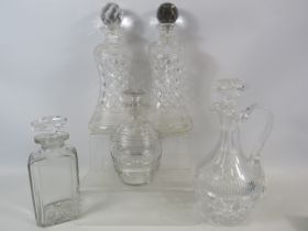 Selection of good quality crystal glass decanters and carafs.