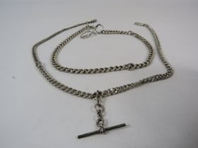 Sterling silver watch chain plus a part silver chain with T-bar