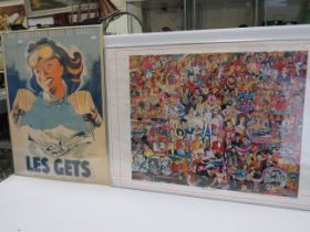 Two large framed prints under perspex , 'Golden Years' from a copy of the original painting by Rico
