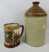 Royal Doulton large Oliver Twist tankard and a large brewery stoneware flagon. (chip to rim of