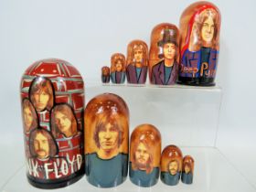 Two wooden nesting dolls, Pink Floyd and Deep Purple. Brand new and unused American Imports. Each m