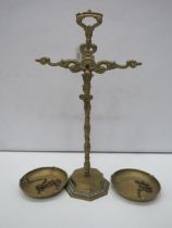 Vintage brass balance scales, requires new chain for bowls.