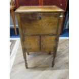 Interesting Pot Cupboard with turned lower legs good patina. H:34 x W:19 x D:13 Inches. See photos. 