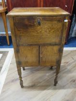 Interesting Pot Cupboard with turned lower legs good patina. H:34 x W:19 x D:13 Inches. See photos.