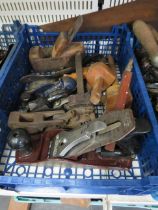 Tray of tools including Stanley planes.