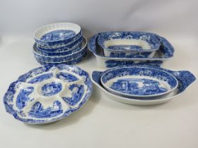 10 Large pieces of Spode italian dinnerware and serving dishes etc.