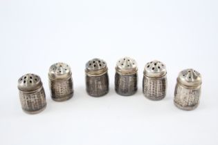 6 x Antique Stamped .925 STERLING SILVER Salt & Pepper Shakers 14g 696813