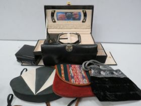 Jacob leather jewellery box / bag plus 3 small ladies handbags.