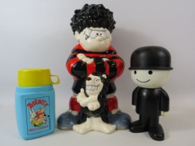 Mixed lot to include a Dennis the Menace cookie Jar, Homepride Fred flour sifter and a Astrix