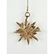 14ct Yellow Gold Anenome Brooch set with seed pearls