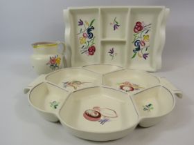 2 Poole pottery Hor's d' orderves dishes plus a jug.