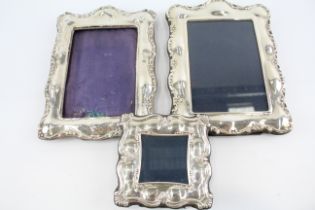3 x Antique / Vintage Hallmarked STERLING SILVER Photo Frames (540g) 631679