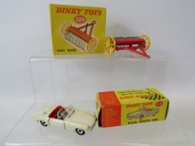 Dinky MGB Sports Car Model 113 in light playworn condition with Original box plus a Dinky 324 Hayrak