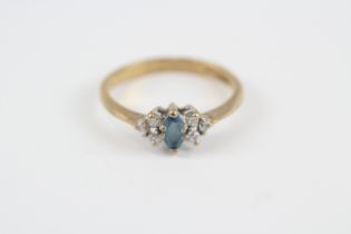 9ct Gold Vintage Blue Topaz And White Gemstone Set Cluster Ring (2g) 2030914