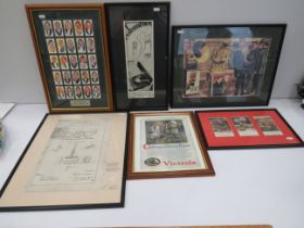 Selection of Prints in respect of WW1 plus framed and mounted cig cards and postcards. See photos.