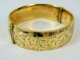 9ct Rolled Gold Bangle. Scrolled decoration. See photos.