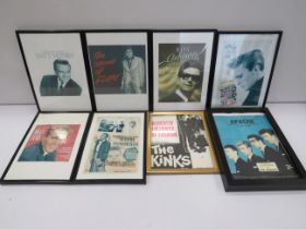 Eight Framed prints of pop legends. See photos.