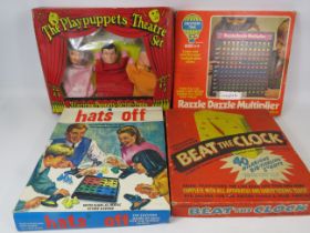 Play Puppets Theatre, boxed with puppets plus Vintage Games to include 'Beat the Clock' See photos.