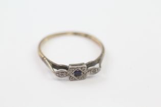 9ct Gold & Platinum Diamond & Sapphire Three Stone Ring (1.8g) 2030690