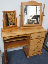 Pine Bedroom chest with four drawers to right hand side, shelves to left. Comes with an upholstered