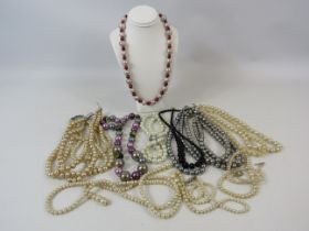 Selection of Faux pearl necklaces.