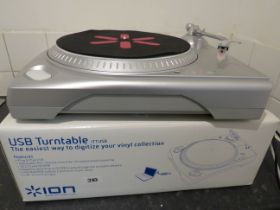 ION USB Turntable ITT-USB with original box and packaging. Appears to be in working order. Sold as s