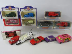 Mixed lot of Die Cast metal cars, Three by Dinky, Oxford and unboxed playworn Corgi models. See phot