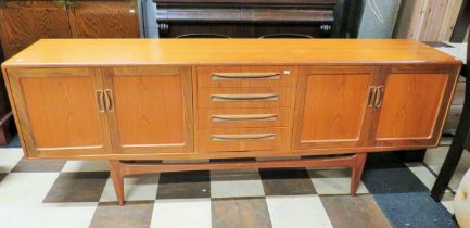 Late 20th Century Teak Dresser by G-Plan. Bank of four central drawers flanked by two cupoards with