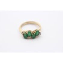 9ct gold diamond and green paste ring (3.5g) 743275