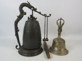 Oriental Dragon bell ( approx 11.5" tall ) plus a hand bell.