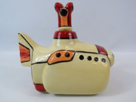 Lorna Bailey Yellow Submarine Teapot. 6" tall and 6.5" long.