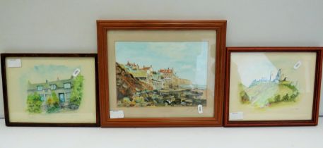 Three Watercolours of West Country scenes. All framed. See photos. 