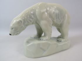 Porsgrund Norway ceramic Polar bear figurine. 7" tall and 8.5" long