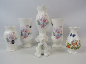 6 Pieces of Aynsley china in various patterns, Little Sweet heart, wild tudor etc.
