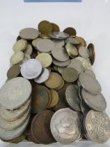 Large selection of mainly english coins including 7 pound coins, half crowns, pennies etc.