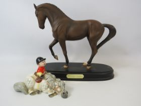 Rare Beswick dessage stallion model no A271 plus a Beswick Thelwell " Kick start " figurine.