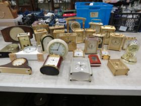 Large selection of mainly quartz carriage clocks.